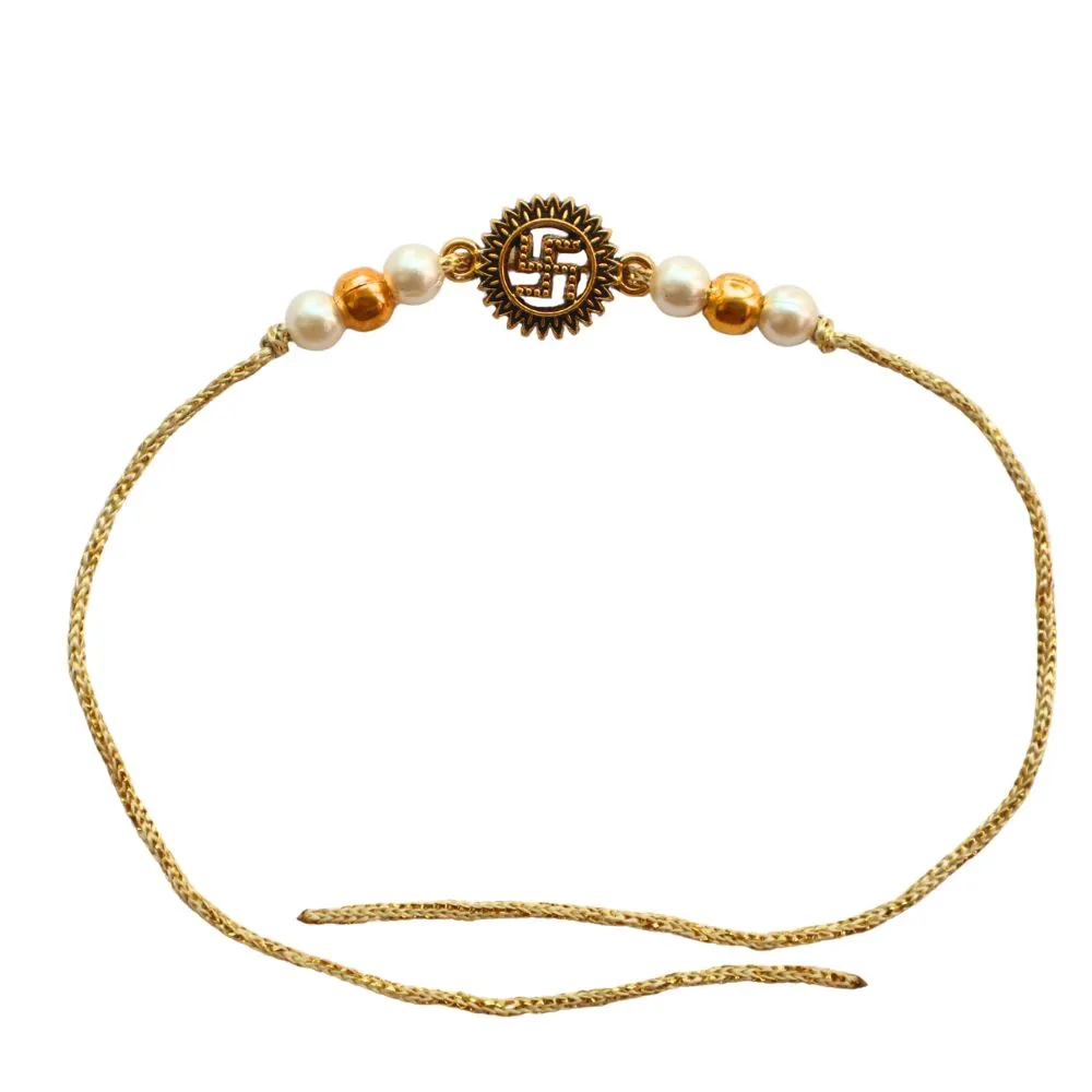 Elegant metal Swastik Rakhi Raksha Bandhan gift